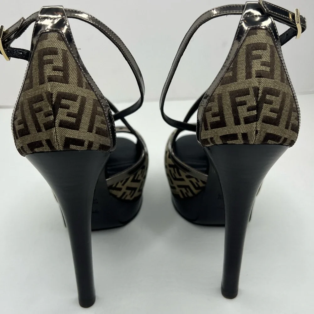Fendi Brown Monogram Platform Heels